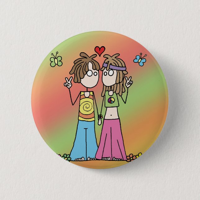 Hippie-Liebhaber-Knopf Button (Vorderseite)