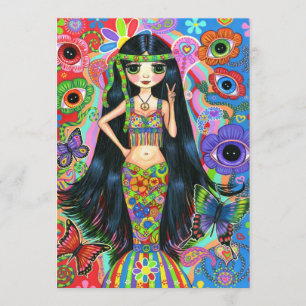 Hippie-Mädchen-Meerjungfrau-Einladung Einladung