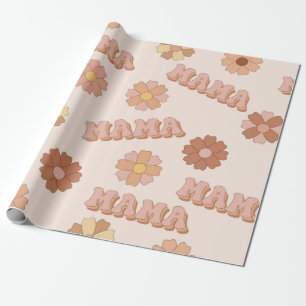 Hippie Mama nahtloses Muster. Groovy Hintergrund.  Geschenkpapier