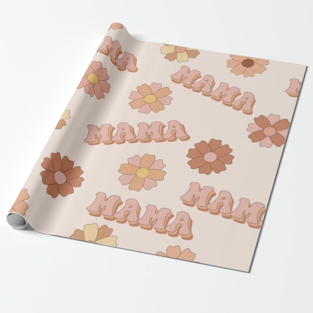 Hippie Mama nahtloses Muster. Groovy Hintergrund.  Geschenkpapier (Ungerollt)