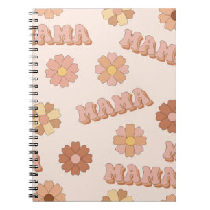 Hippie Mama nahtloses Muster. Groovy Hintergrund. Notizblock