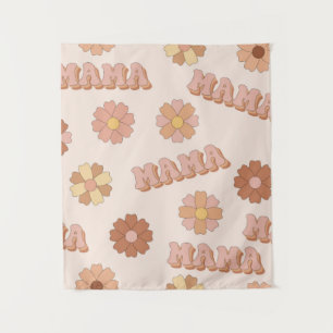 Hippie Mama nahtloses Muster. Groovy Hintergrund. Wandteppich