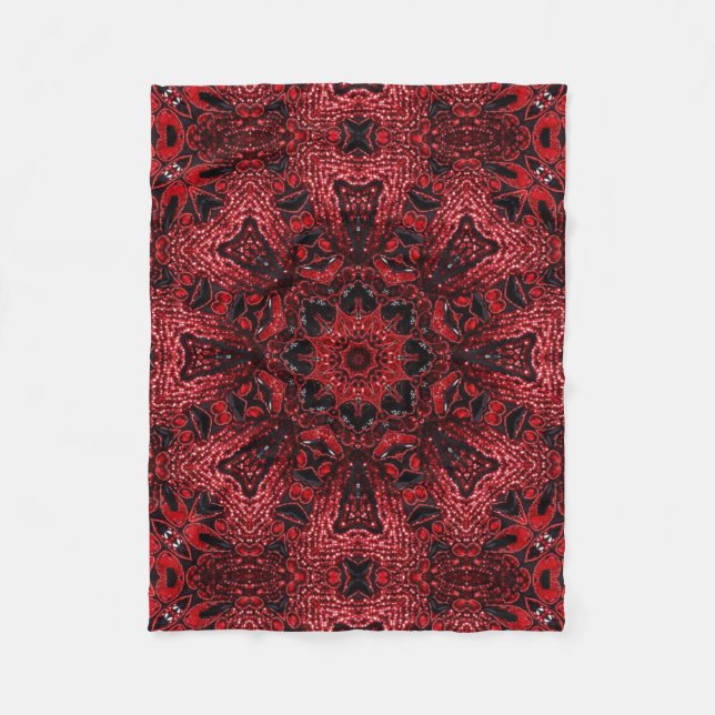 Hippie-Marokkaner-Maronwein bordeauxrot bohemig Fleecedecke (Vorderseite)