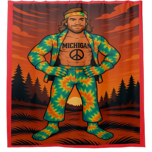 Hippie Michigan Man Duschvorhang (Vorderseite)