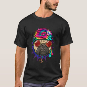 Hippie Mops Gefärbte Krawatte Peace Sign Psychedel T-Shirt