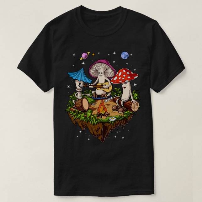 Hippie Mushrooms Camping Psychedelic Forest Fungi T-Shirt (Design vorne)