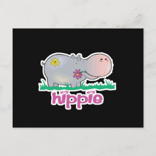Hippie Nilpferd Postkarte