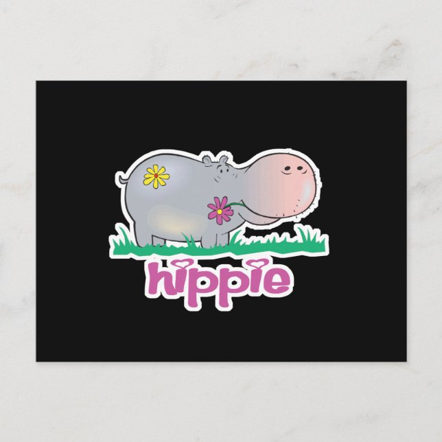 Hippie Nilpferd Postkarte (Vorderseite)