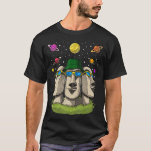 Hippie Oaster Island Statues Psychedelic Moai Head T-Shirt
