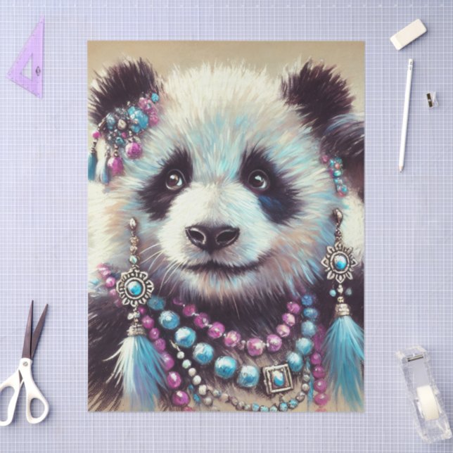Hippie Panda Bear Chalk-Pastel Decoupage Seidenpapier (Basteln)