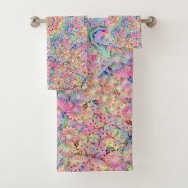 Hippie Pastel Colors Vintages Fraktal Kaleidoskop Badhandtuch Set