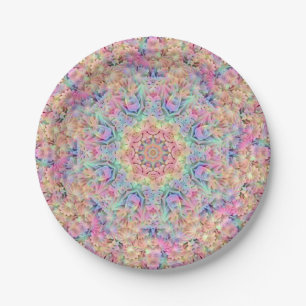 Hippie-PastellfarbVintages Fraktal-Kaleidoskop Pappteller