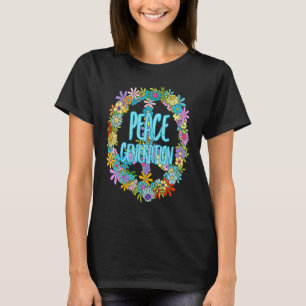 Hippie Peace Blume Farbiges Konzert T-Shirt