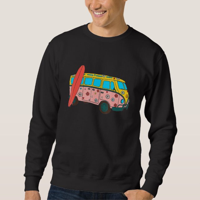 Hippie Peace Bus Retro Van Blume Camper Sommer Sweatshirt (Vorderseite)