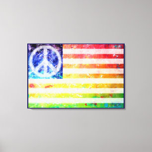 Hippie Peace Freak Flag Art Leinwanddruck