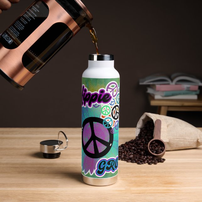 Hippie Peace Gefärbte Krawatte Groovy Tumbler Flas Trinkflasche (Kaffee)