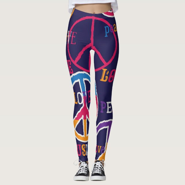 Hippie Peace: Lebhaftes Symboldesign. Leggings (Vorderseite)