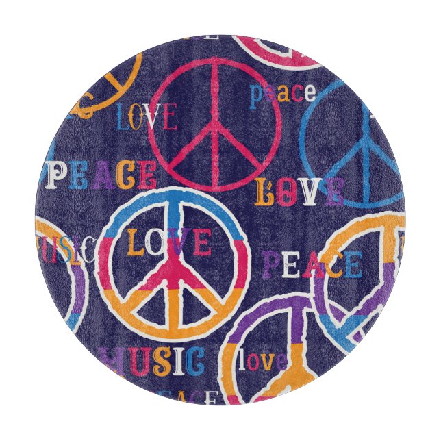 Hippie Peace: Lebhaftes Symboldesign. Schneidebrett (Vorderseite)