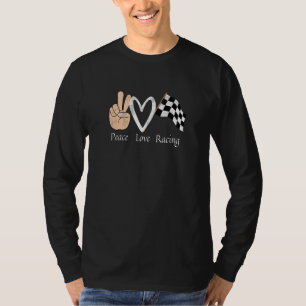 Hippie Peace Liebe Racing Car Race Flag Design T-Shirt