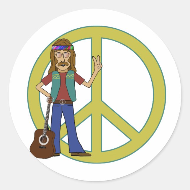 Hippie Peace Runder Aufkleber (Vorderseite)