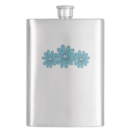 Hippie Peace Sign Blume Aqua Flachmann