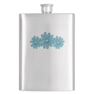 Hippie Peace Sign Blume Aqua Flachmann