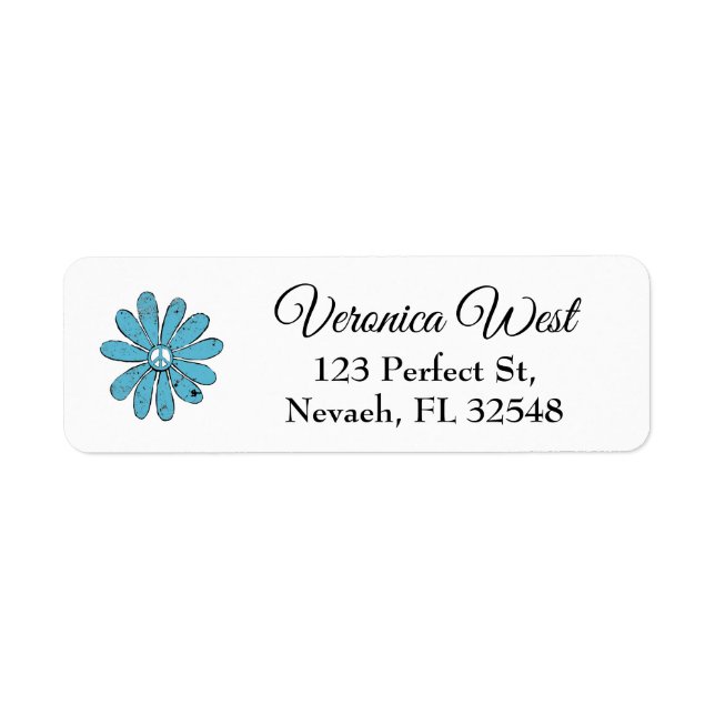 Hippie Peace Sign Blume Aqua gestört aussehen (Vorne)