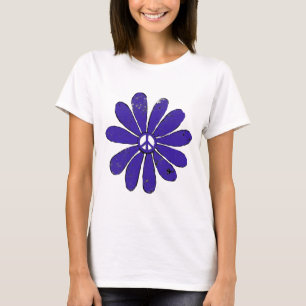 HIppie Peace Sign Blume Lila erschüttertes Aussehe T-Shirt