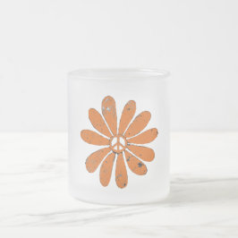 Hippie Peace Sign Blume Orange Distressed Look Mattglastasse
