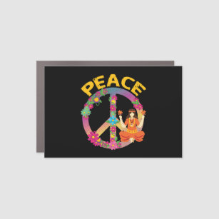 Hippie Peace Sign Namaste Hippies Peace Auto Magnet