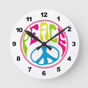 Hippie Peace Sign Runde Wanduhr