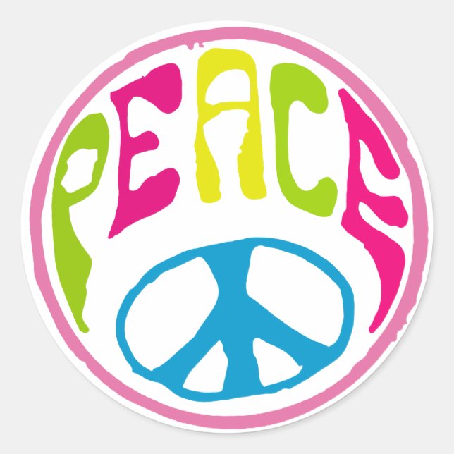 Hippie Peace Sign Runder Aufkleber (Vorderseite)
