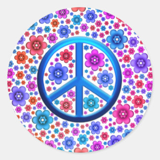 Hippie Peace Sign Runder Aufkleber
