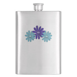 Hippie Peace Signa Blume Power Lila Aqua Flachmann