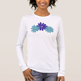 Hippie Peace Signa Blume Power Lila Aqua T-Shirt
