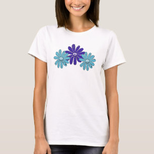 Hippie Peace Signa Blume Power Lila Aqua T-Shirt