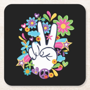 Hippie Peace Signs Rechteckiger Pappuntersetzer