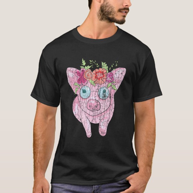 Hippie Pig Guinea Eigentümer Grafik T-Shirt (Vorderseite)