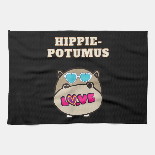 Hippie Potumus Baby Hippopotamus Lover Geschirrtuch (Horizontal)