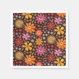 Hippie Psychedelic 70er Groovy Blume Augenmuster Serviette