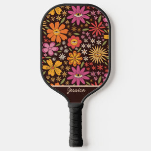 Hippie Psychedelic 70er Groovy Blume Eye Custom Pickleball Schläger