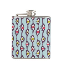 HIppie Psychedelic Eyes Trippy Colorful Flachmann