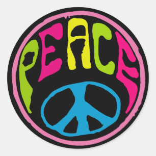 Hippie Psychedelic Peace Sign Runder Aufkleber