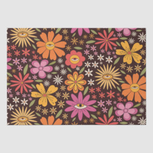 Hippie-Psychedelisches-70er-Jahre-Groovy-Blumen-Au Seidenpapier