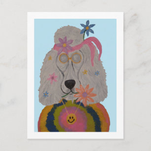 Hippie Pudel Flower Child Einladungspostkarte