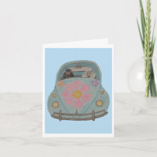 Hippie-Pudel in ihrem Flower-Child-Liebesauto Einladung