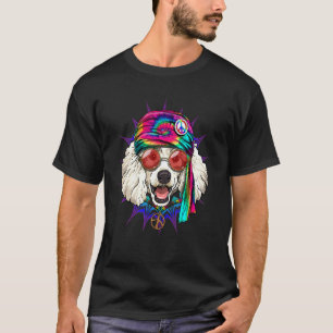 Hippie Pudel Tie Dye Friedenszeichen psychedelisch T-Shirt