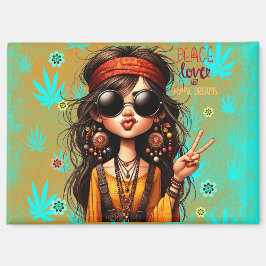 Hippie Quirky Peace & Liebe Magnet