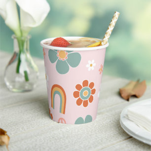 Hippie Rainbow Groovy Birthday Pappbecher