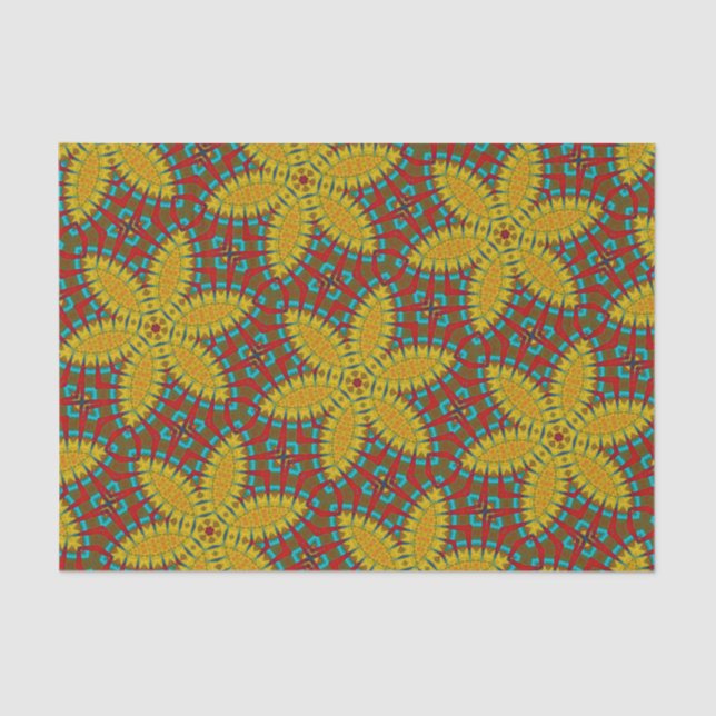 Hippie Red Blue Yellow Green Ethnic Trippy Seidenpapier (Vorderseite)